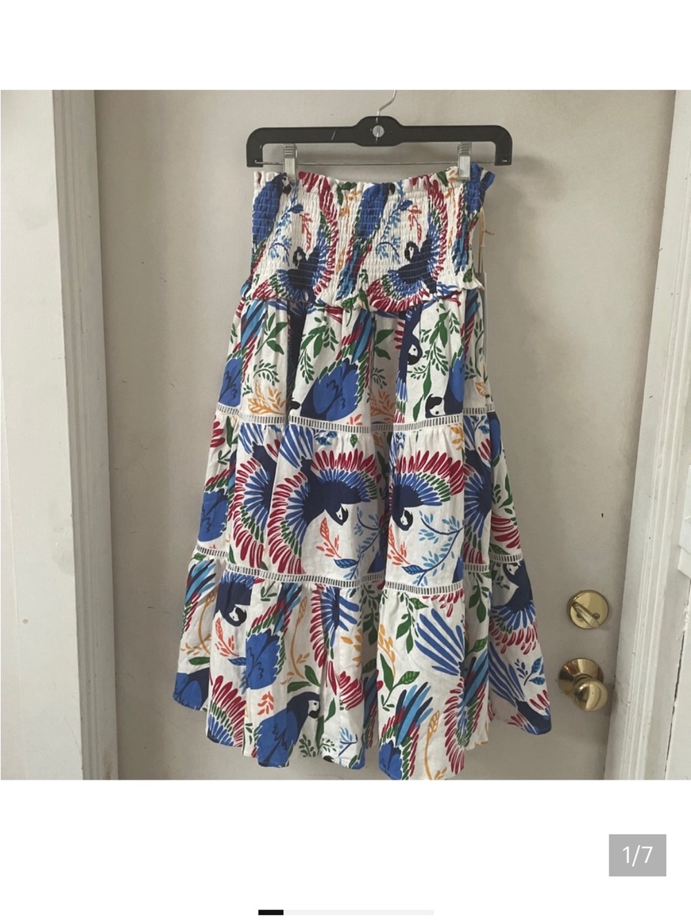 Smocked Waist Multi-Color Floral Tiered Maxi Skirt or can be worn as a dress